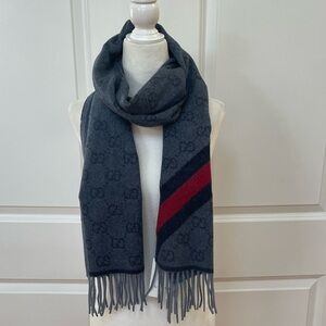 🔥GUCCI Midnight Blue 100% Wool Scarf –NWT & Iconic!
